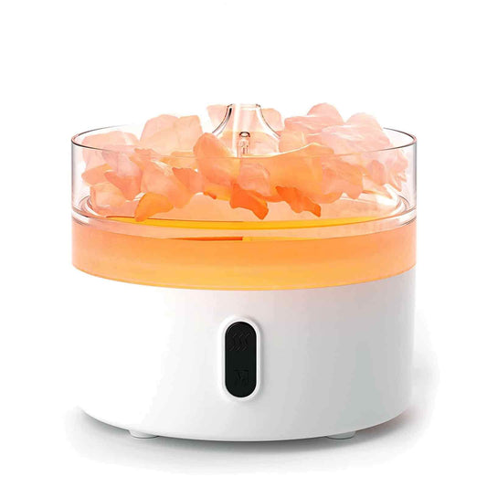 Himalaya Zout Aroma Diffuser – Nachtlamp – USB-C – Vlam Effect (Zout Inclusief)