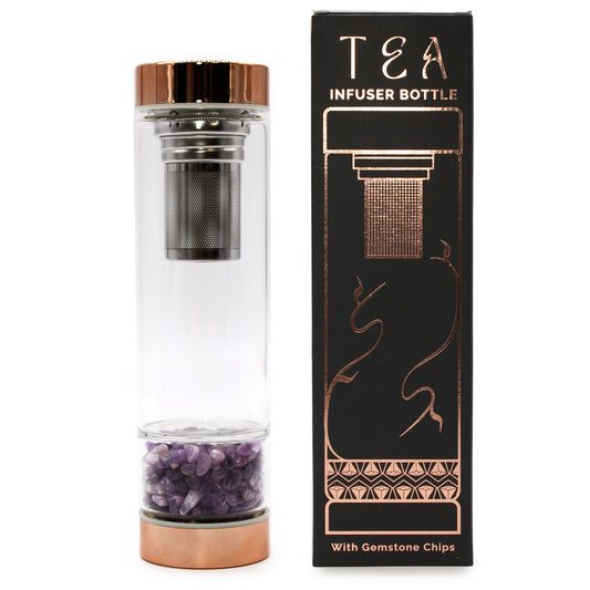 Kristallen glazen thee-infuserfles - Roségoud - Amethist