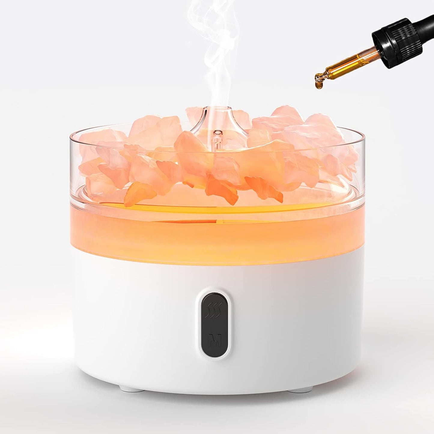 Himalaya Zout Aroma Diffuser – Nachtlamp – USB-C – Vlam Effect (Zout Inclusief)
